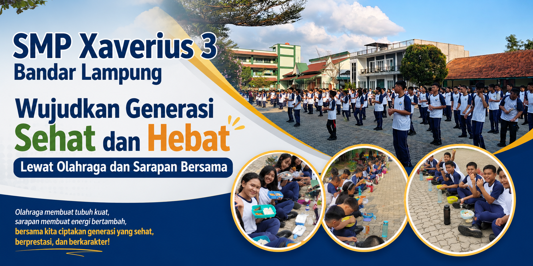 SMP Xaverius 3 Bandar Lampung Wujudkan Generasi Sehat dan Hebat Lewat Olahraga dan Sarapan Bersama