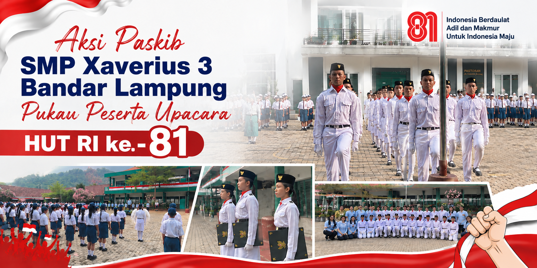 Aksi Paskib SMP Xaverius 3 Bandar Lampung Pukau Peserta Upacara HUT RI ke-81