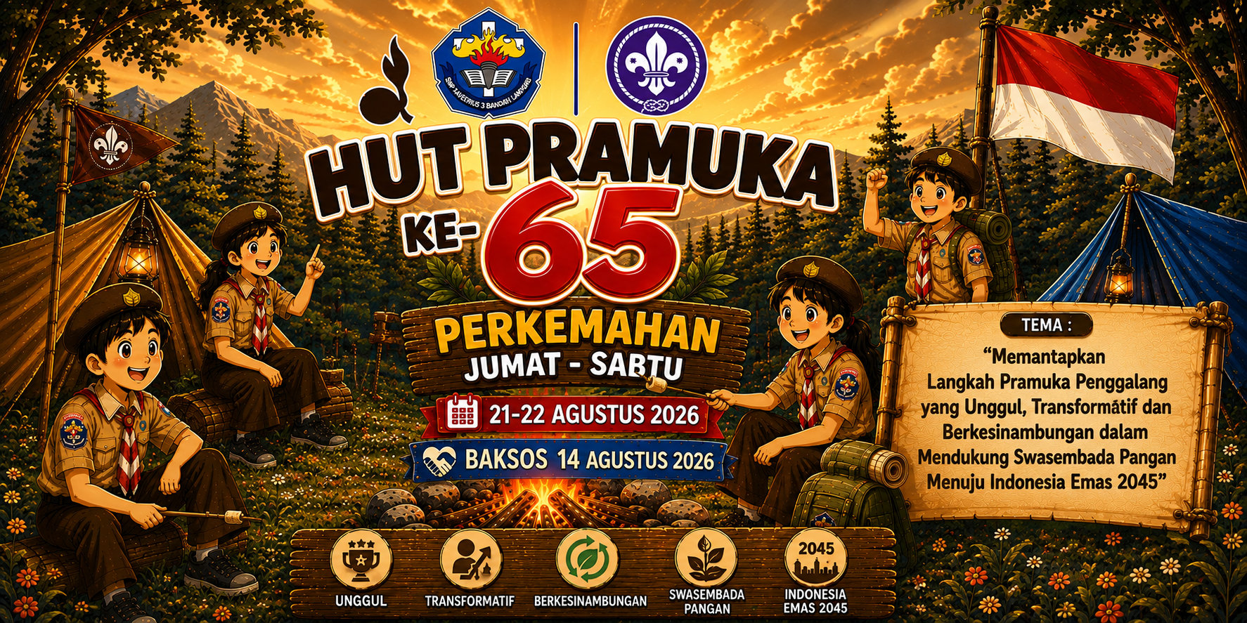 GELAR PERJUSA, SMP XAVERIUS 3 BANDAR LAMPUNG RESMI LANTIK DEWAN GALANG DAN HIKING LINTAS KOTA PANJANG